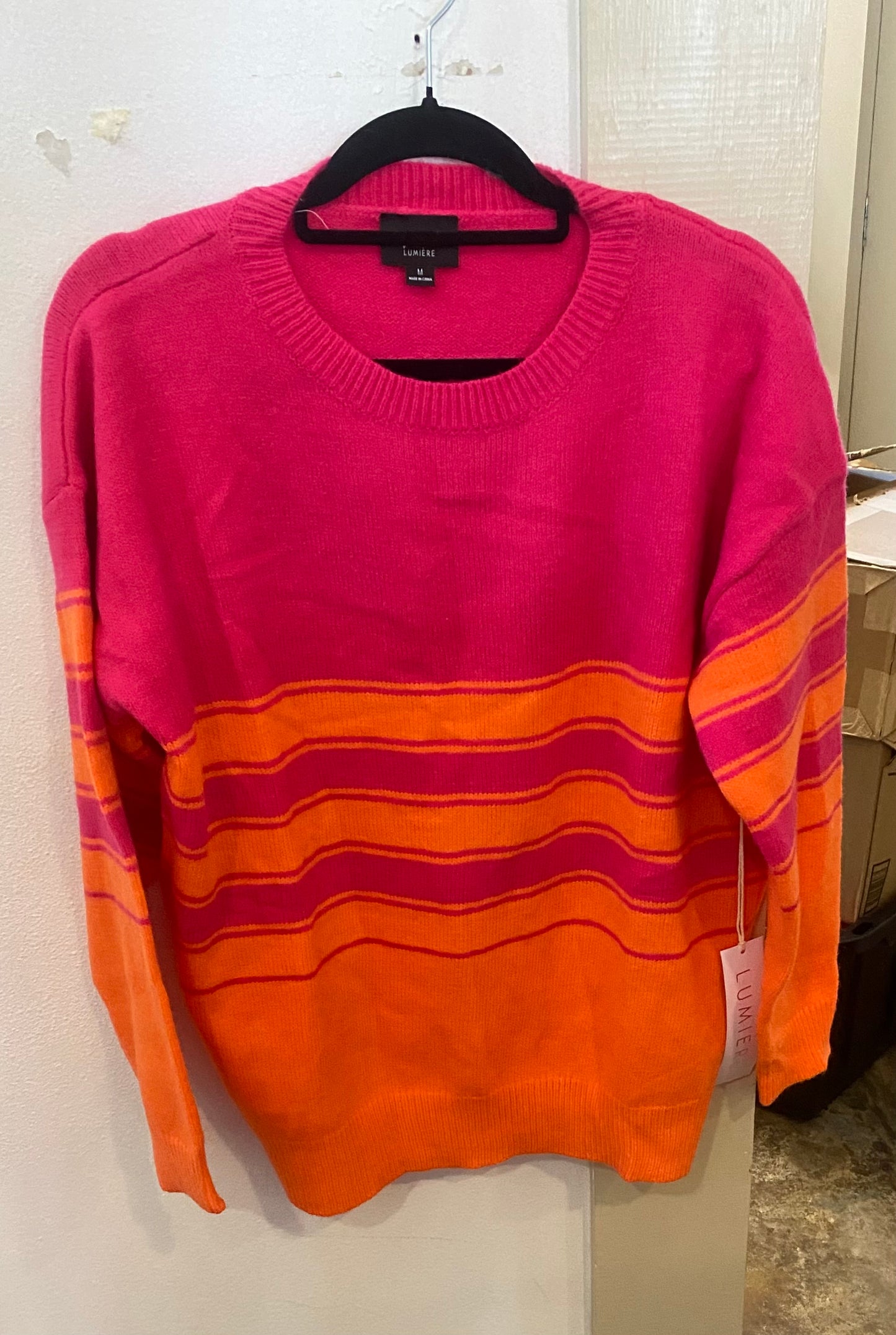 Pink and Orange Stripe Sweater