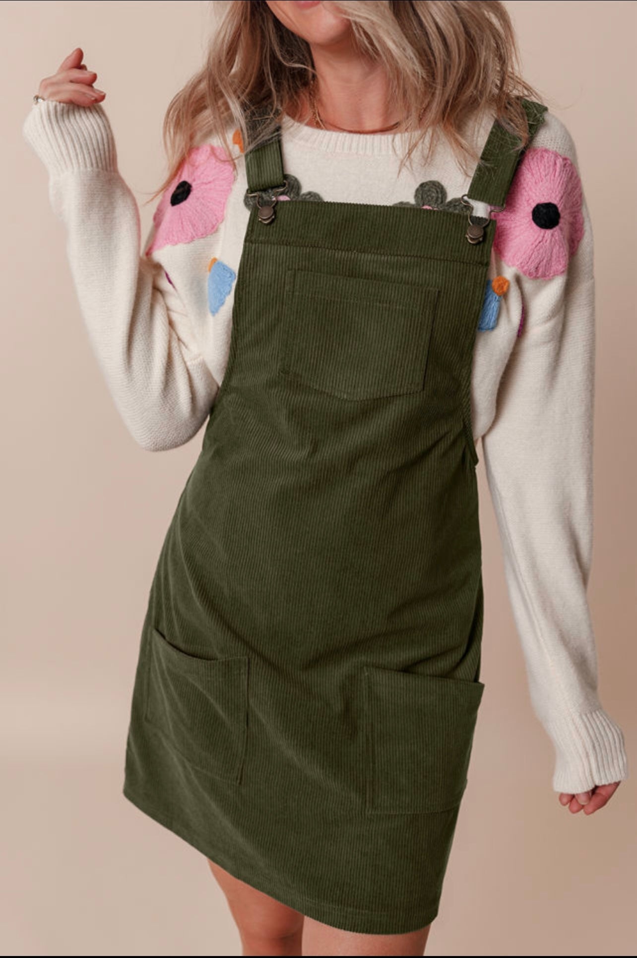 Vineyard Green Corduroy Overall Dress